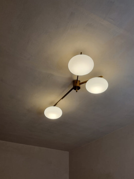 3 Lune Rare Ceiling Lamp Designed by Angelo Lelii for Arredoluce, 1961 Flush Mounts