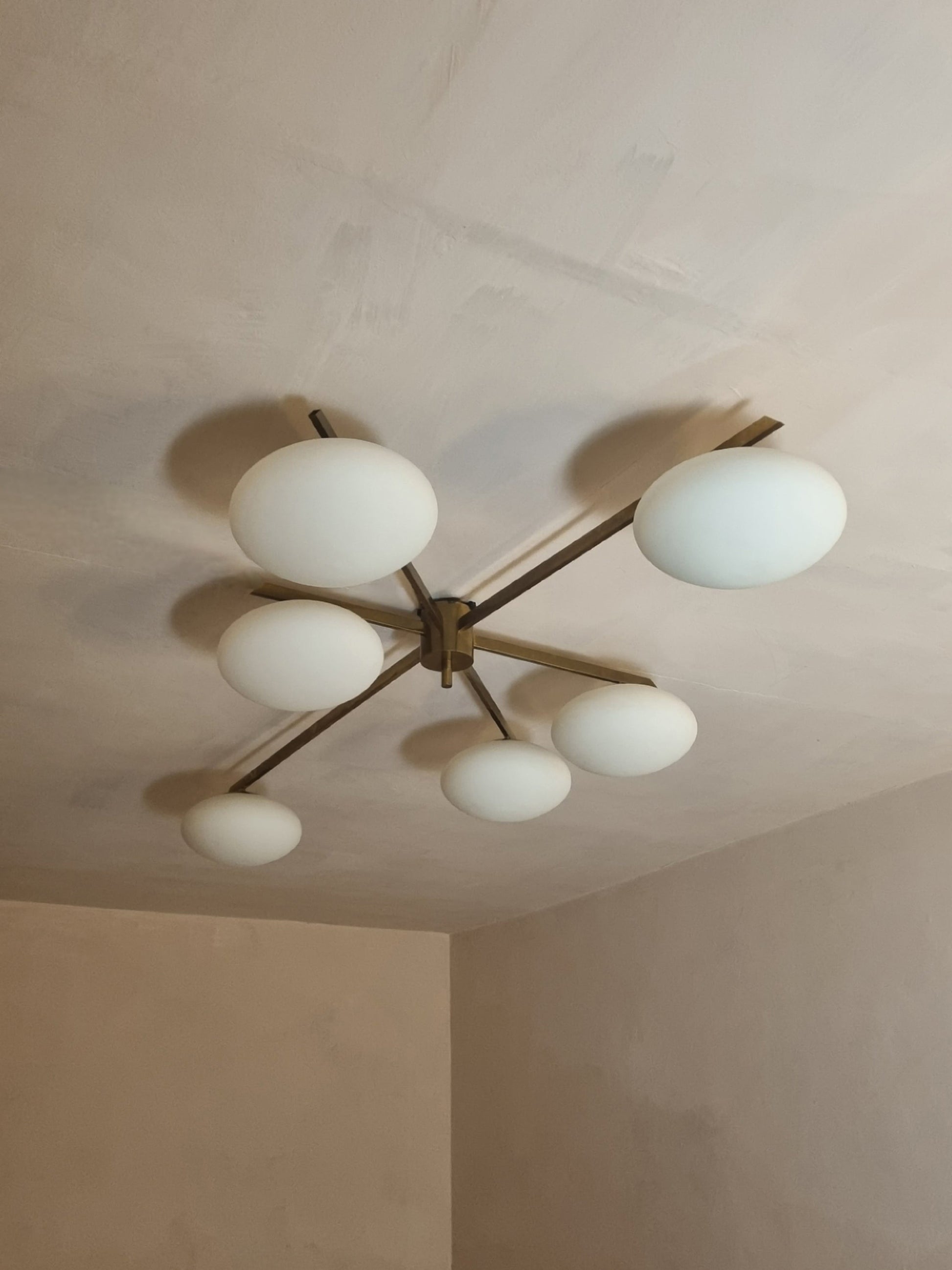 6 Lune Rare Ceiling Lamp Designed by Angelo Lelii for Arredoluce, 1961 Flush Mounts