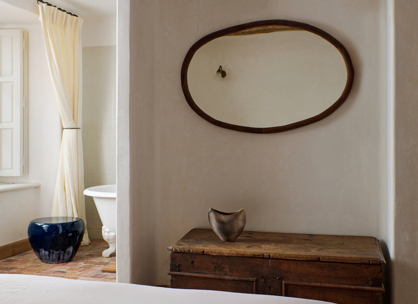 Amarante Oval Mirror in Walnut Mirrors