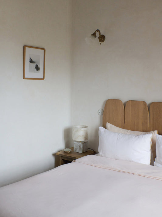 Arouca Table Light in White on Textured Brown Clay Table Lamps