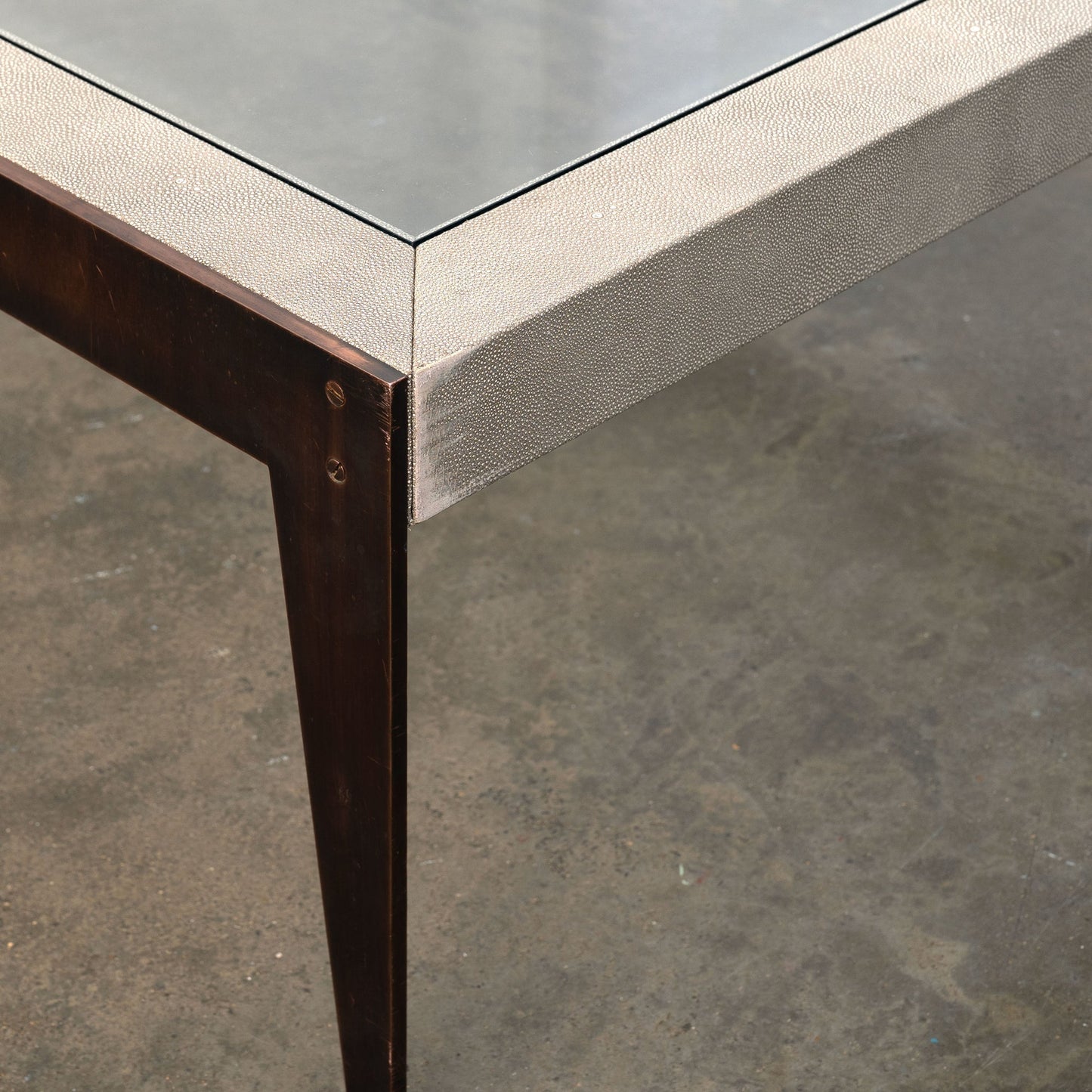 Bespoke Shagreen and Brass Coffee Table Coffee Tables
