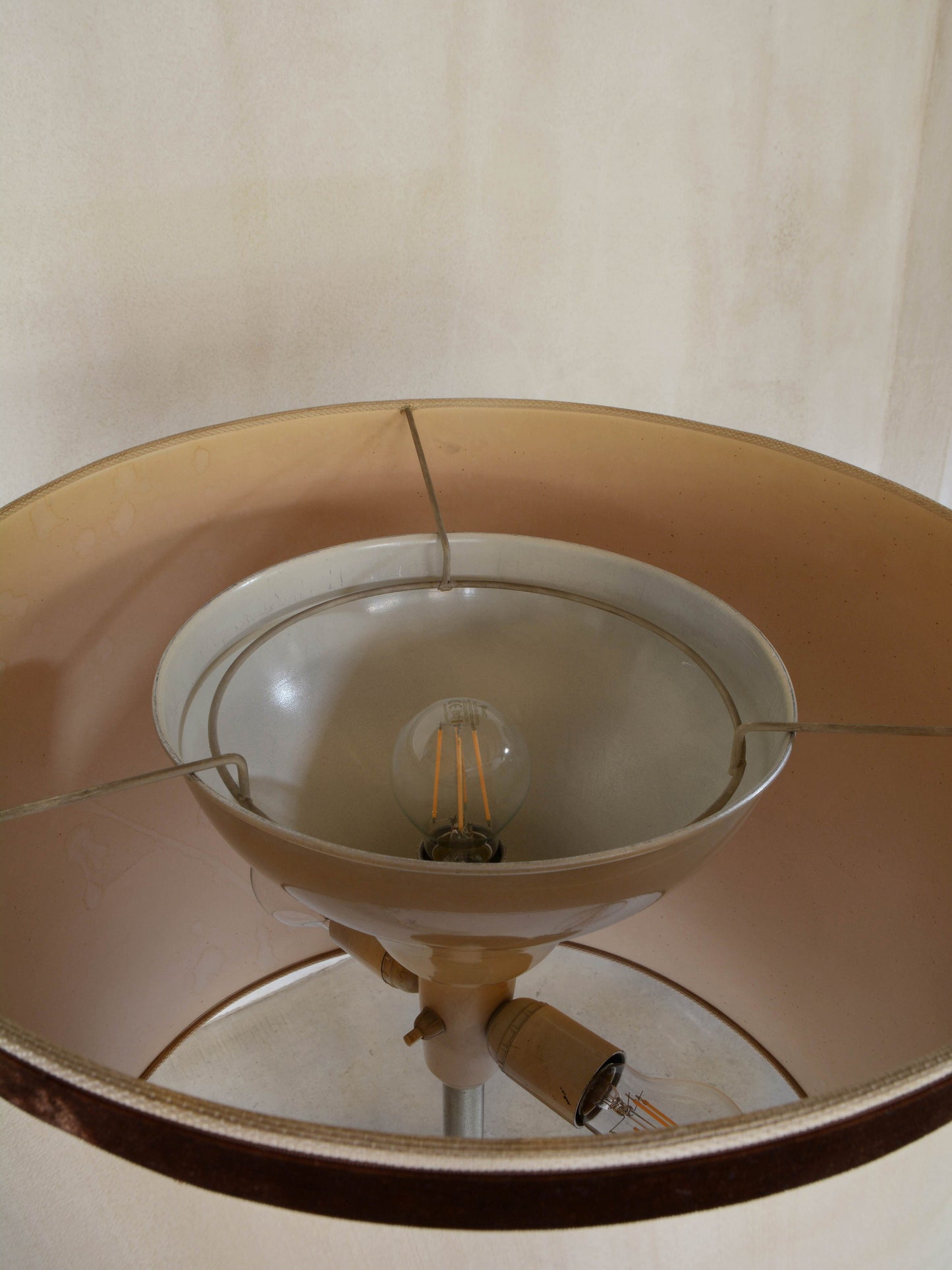 Big Table Lamp in Metal and Fabric, Ca.1960s Table Lamps