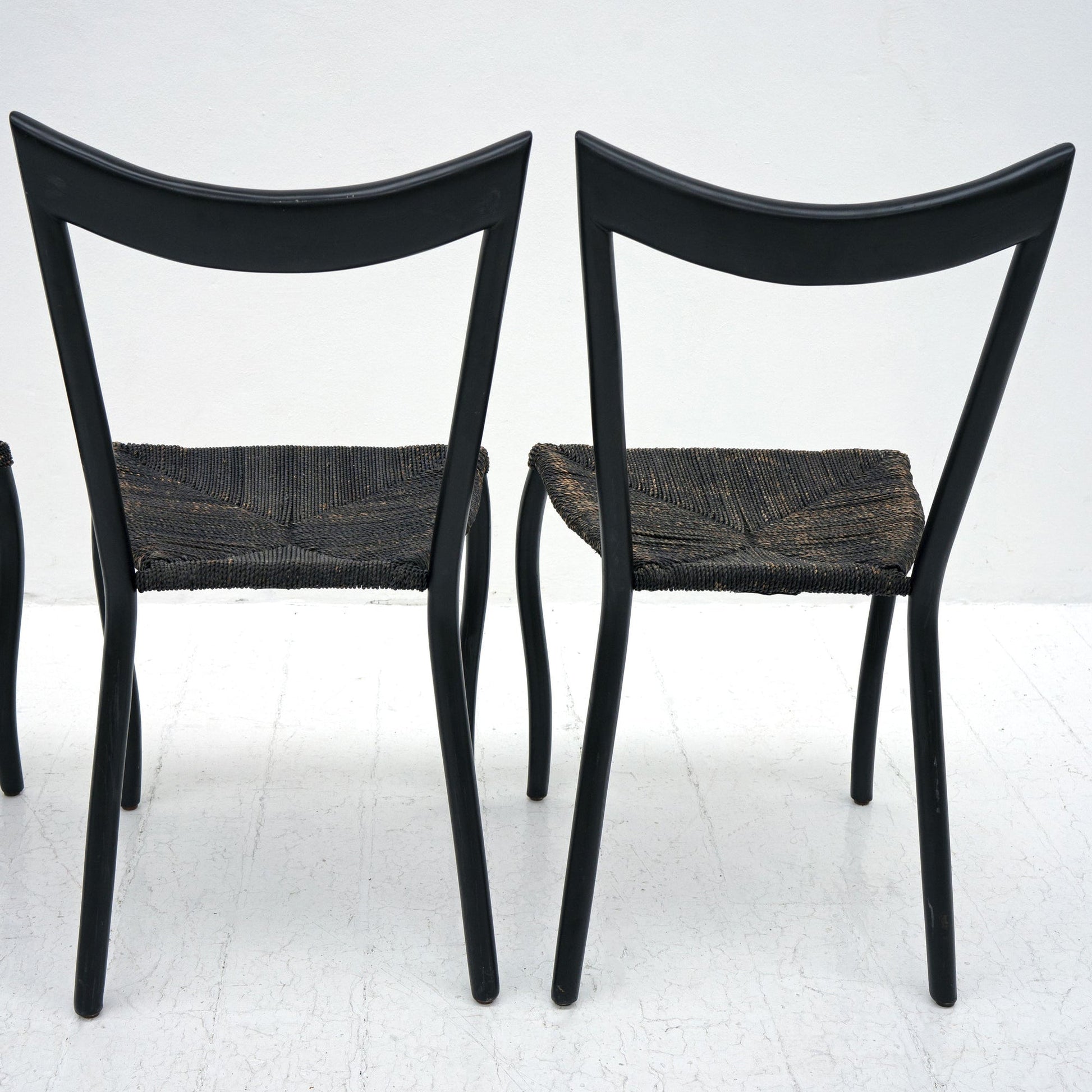 Set of 4 Black Manila Dining Chairs by Val Padilla for Conran, ca. 1980 Dining Chairs
