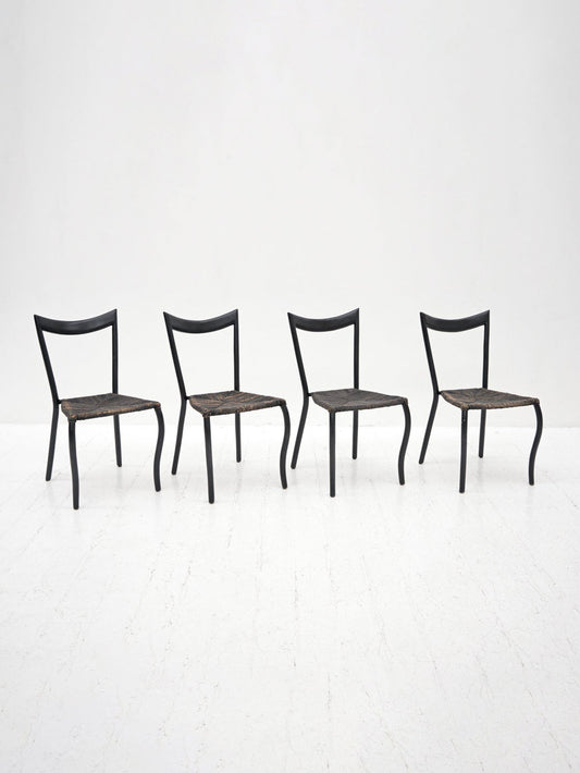 Set of 4 Black Manila Dining Chairs by Val Padilla for Conran, ca. 1980 Dining Chairs