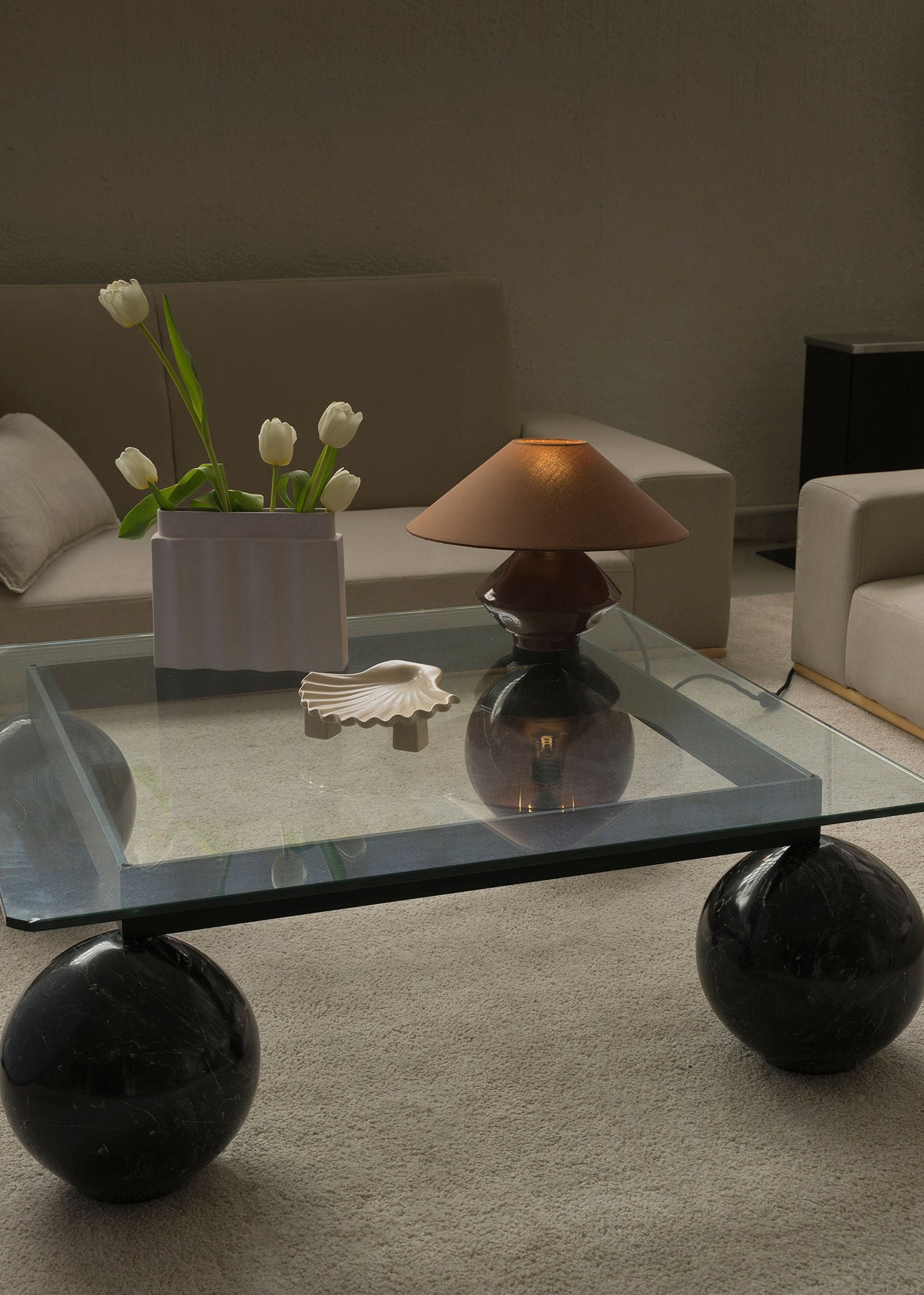 Brown Conical Glass Lamp Table Lamps