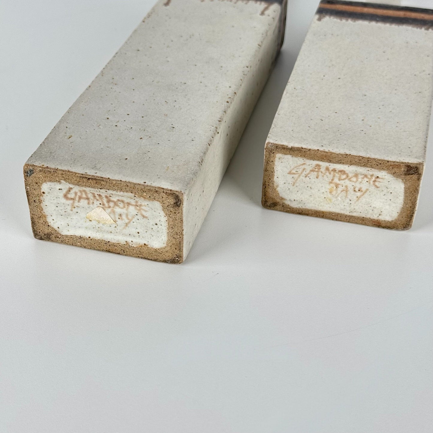 Bruno Gambone - Pair of Signed Italian Glazed Ceramic Vases, Sculptural Minimal Vases