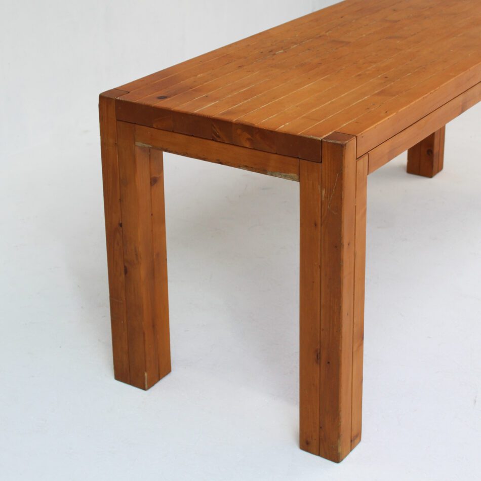 Brutalist Vintage Pinewood Dining Set, 70s Italy Dining Tables