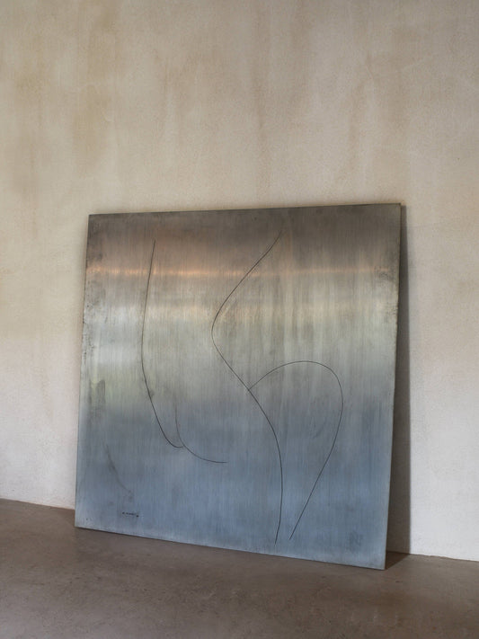 Carved Metal Artwork by The Renowned Italian Sculptor Alberto Viani, Female Nude, 1975 Artwork