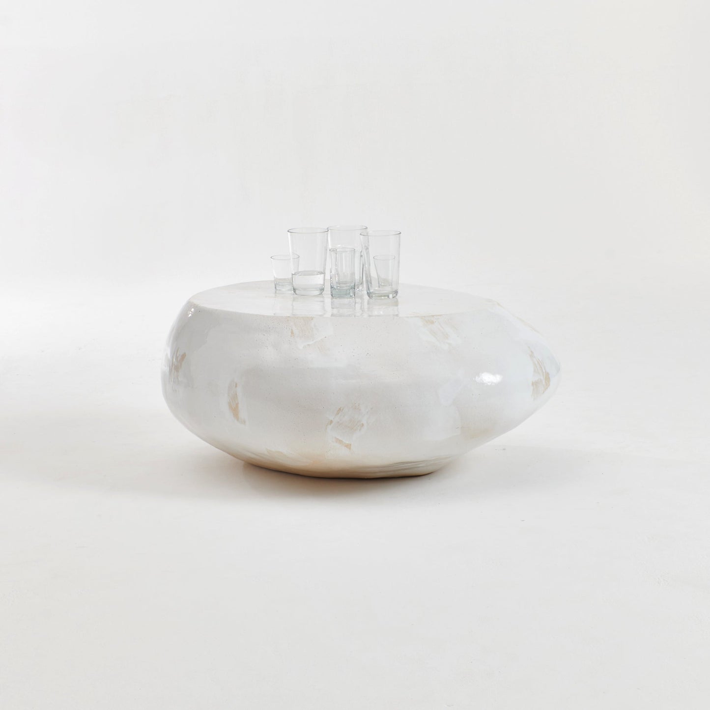 Ceramic Coffee Table No4 in Custom Texture White Coffee Tables