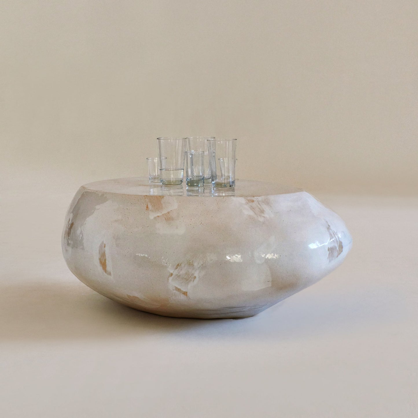 Ceramic Coffee Table No4 in Custom Texture White Coffee Tables