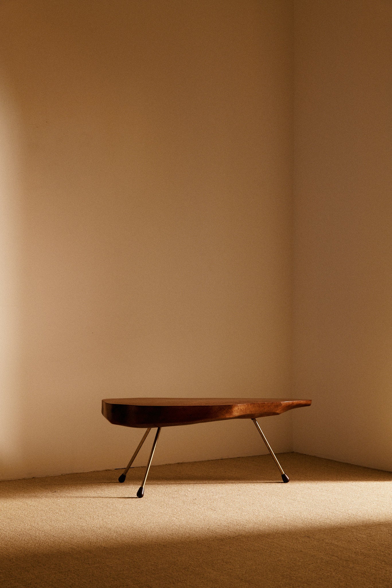 Coffee Table in Walnut and Brass by Carl Aubock, Austria, 1970 Coffee Tables