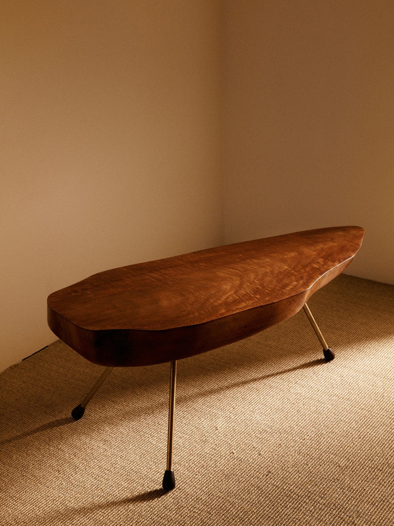 Coffee Table in Walnut and Brass by Carl Aubock, Austria, 1970 Coffee Tables