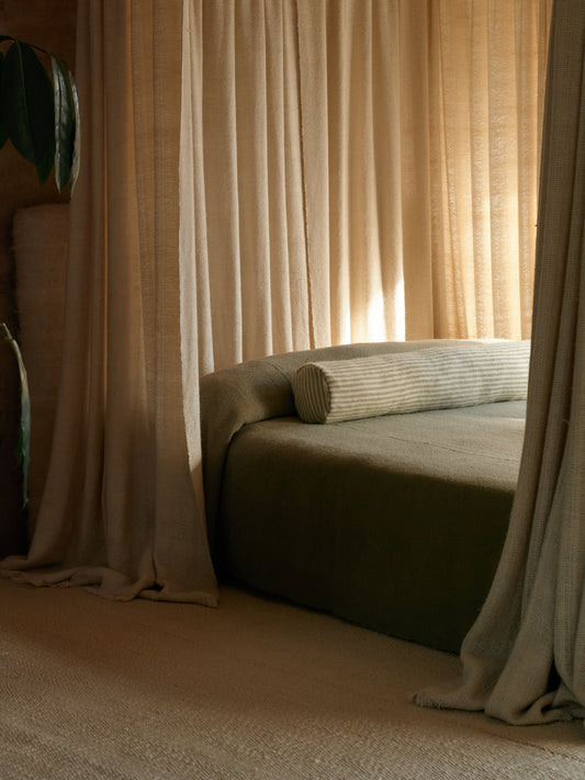 Otono Fenda Cylinder Bolster Pillow - Palta Blanca, Light Texture Pillows