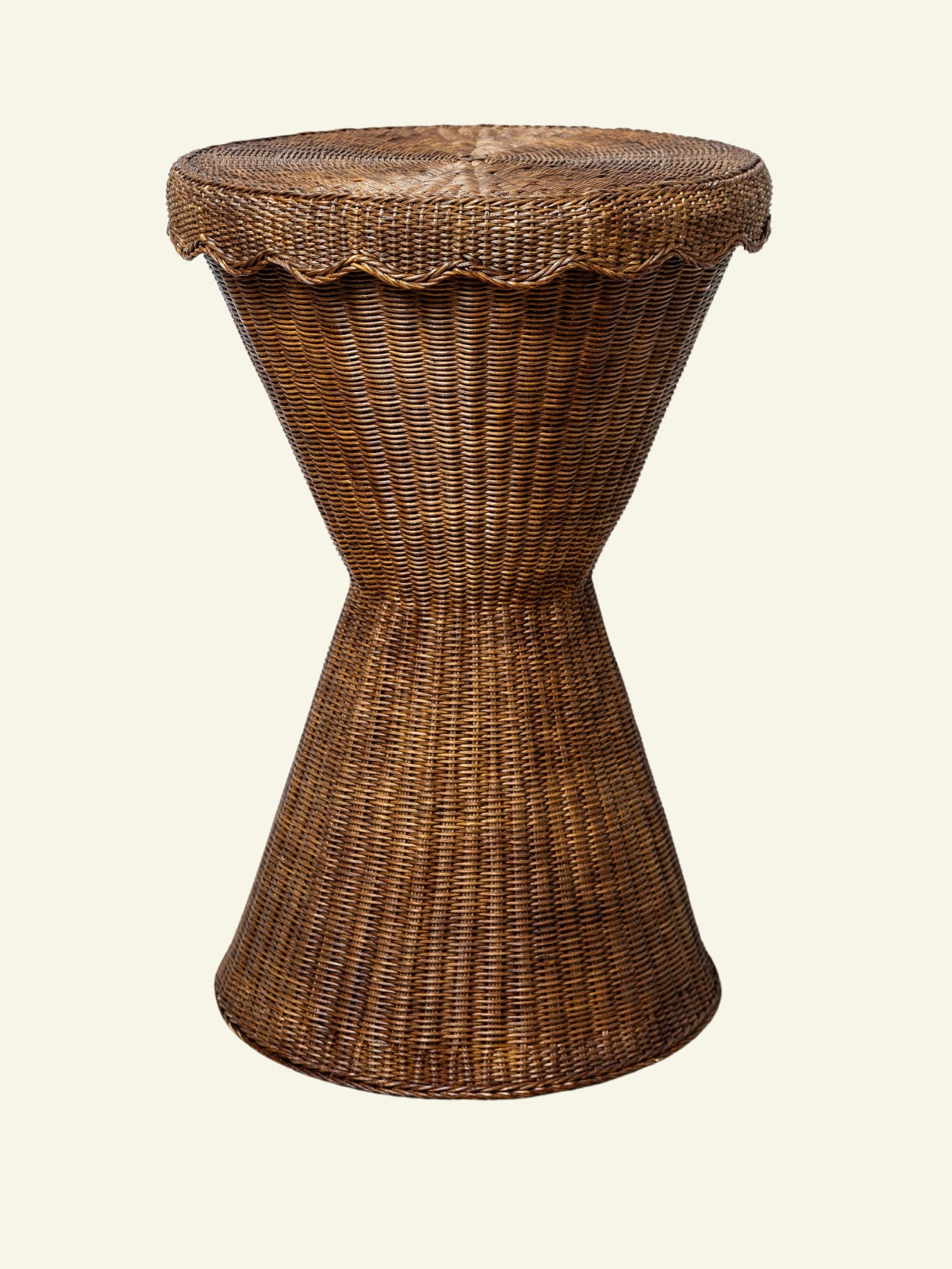 Damru Rattan Side Table, Teak End Tables