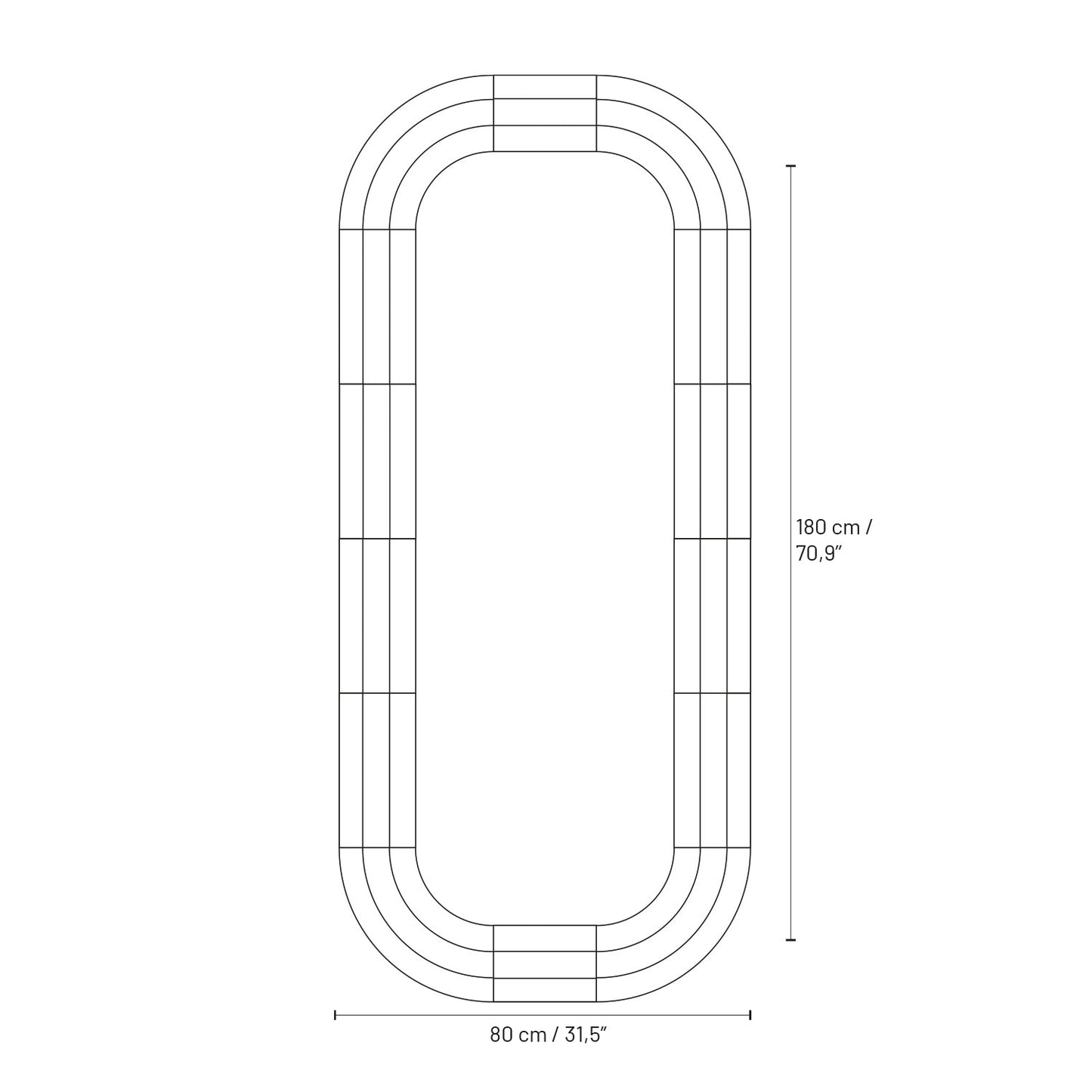 Elo Hand Glazed Mirror - 180x80 Mirrors