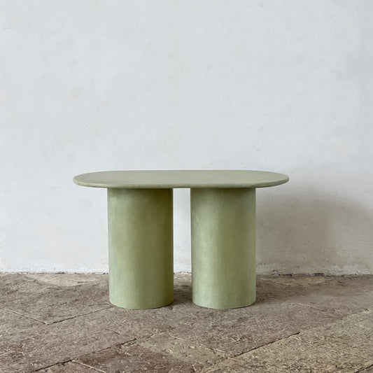 Fiberglass Column Round Side Table in Raw Green by Vava Objects End Tables