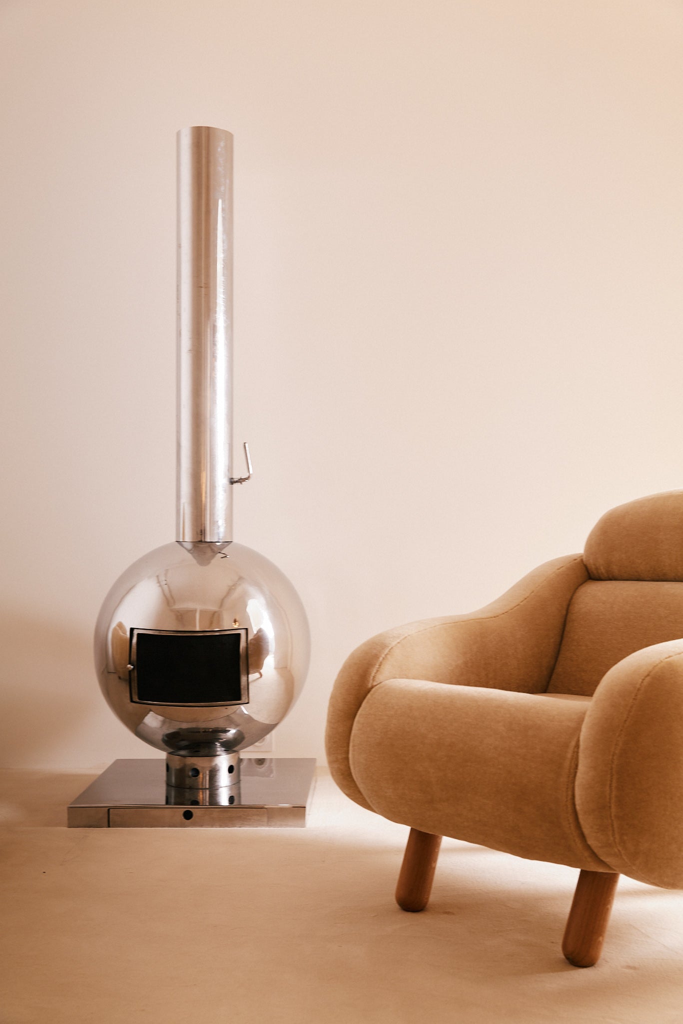 Fireplace in Polished Steel by Dreis Krejkamp, Netherlands, 1960 Fireplace