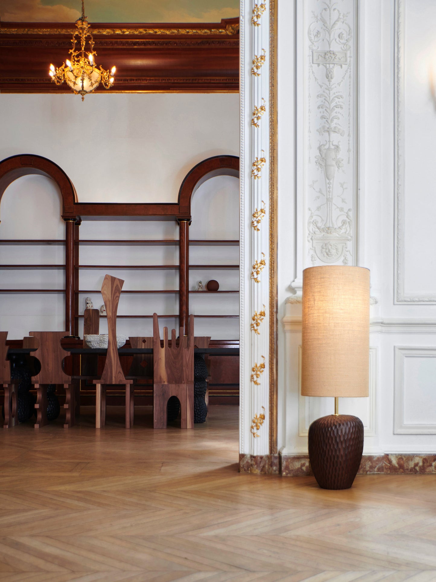 Foz Large Floor Light in Walnut Floor Lamps