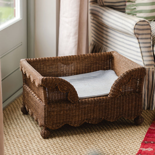 Ziggy Rattan Scalloped Dog Bed Pets