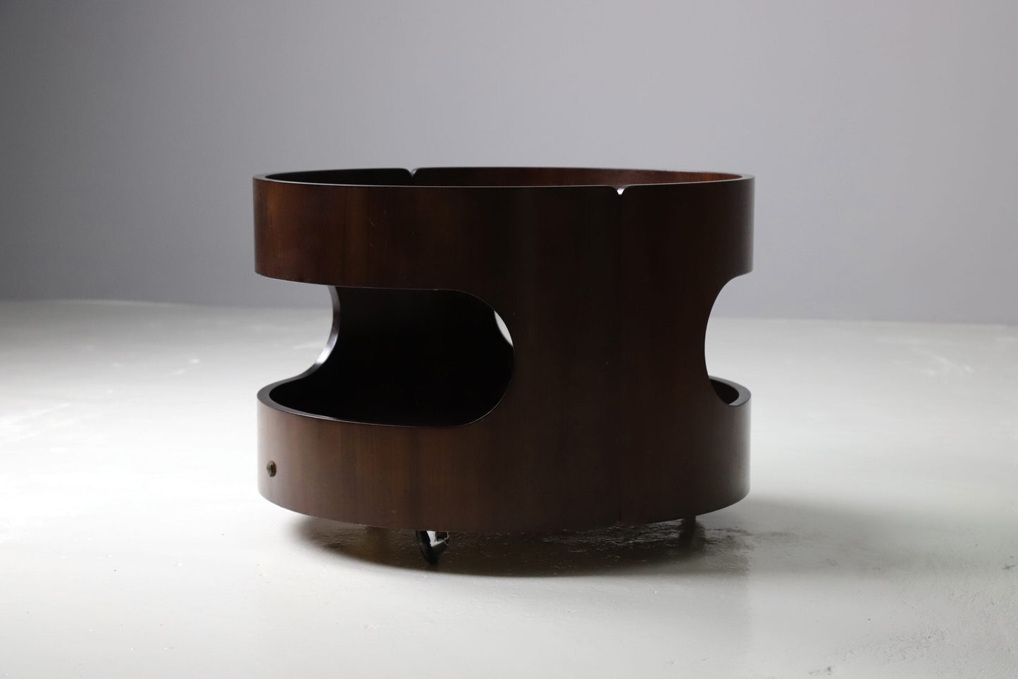 Italian Bar Cart In Walnut and Tinted Glass Carts