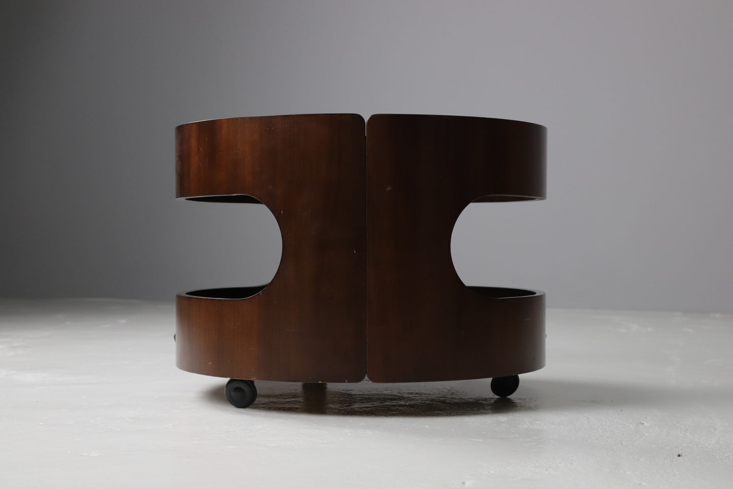 Italian Bar Cart In Walnut and Tinted Glass Carts