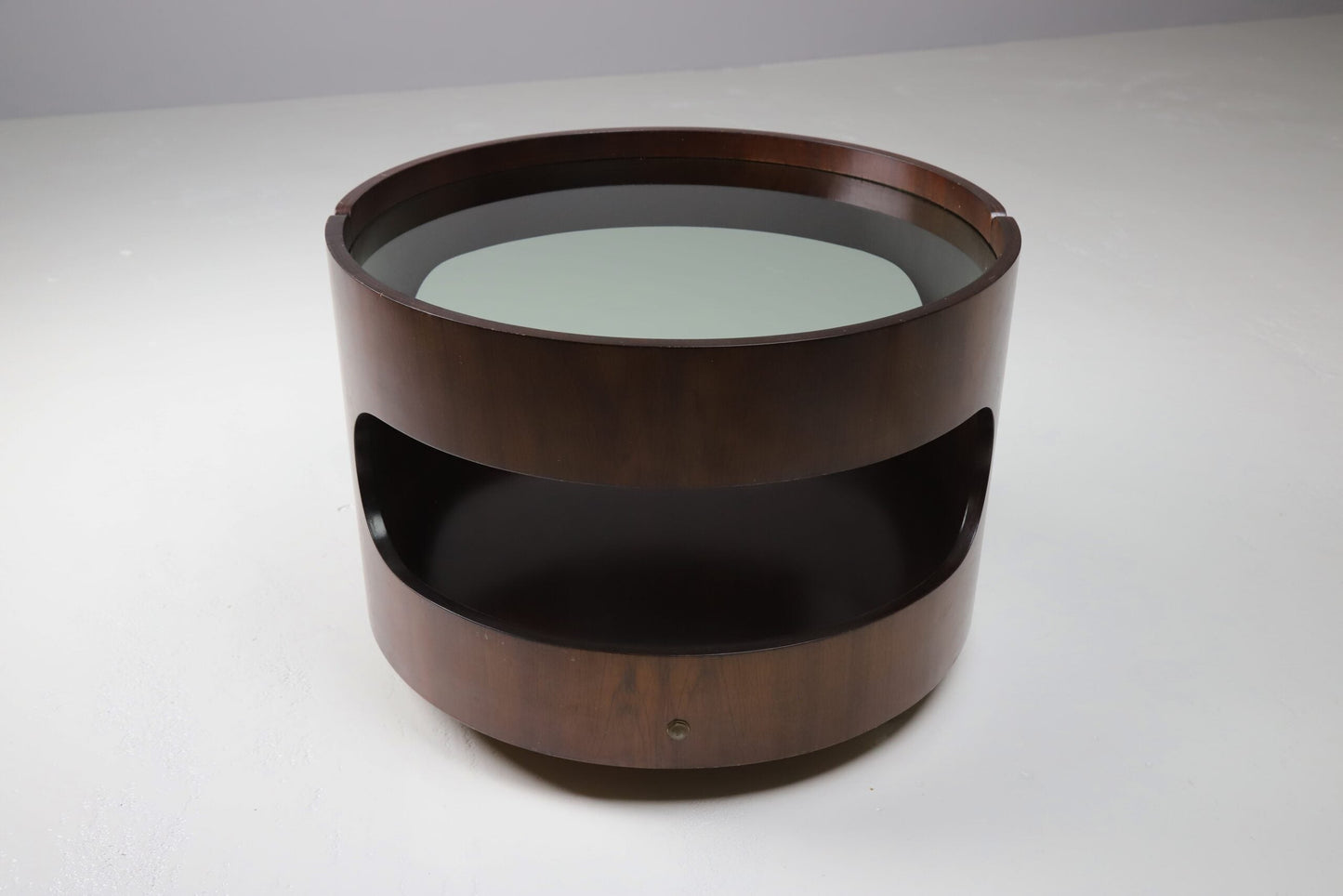 Italian Bar Cart In Walnut and Tinted Glass Carts