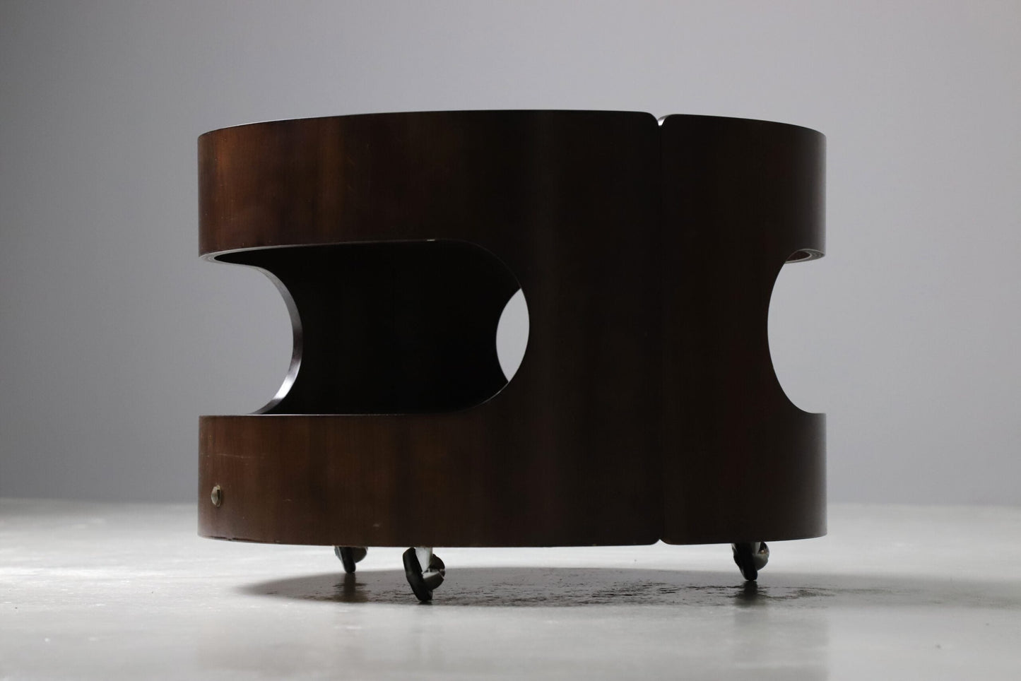 Italian Bar Cart In Walnut and Tinted Glass Carts