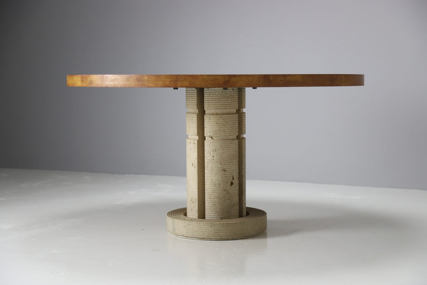 Italian Dining Table In Burlwood & Travertine Dining Tables