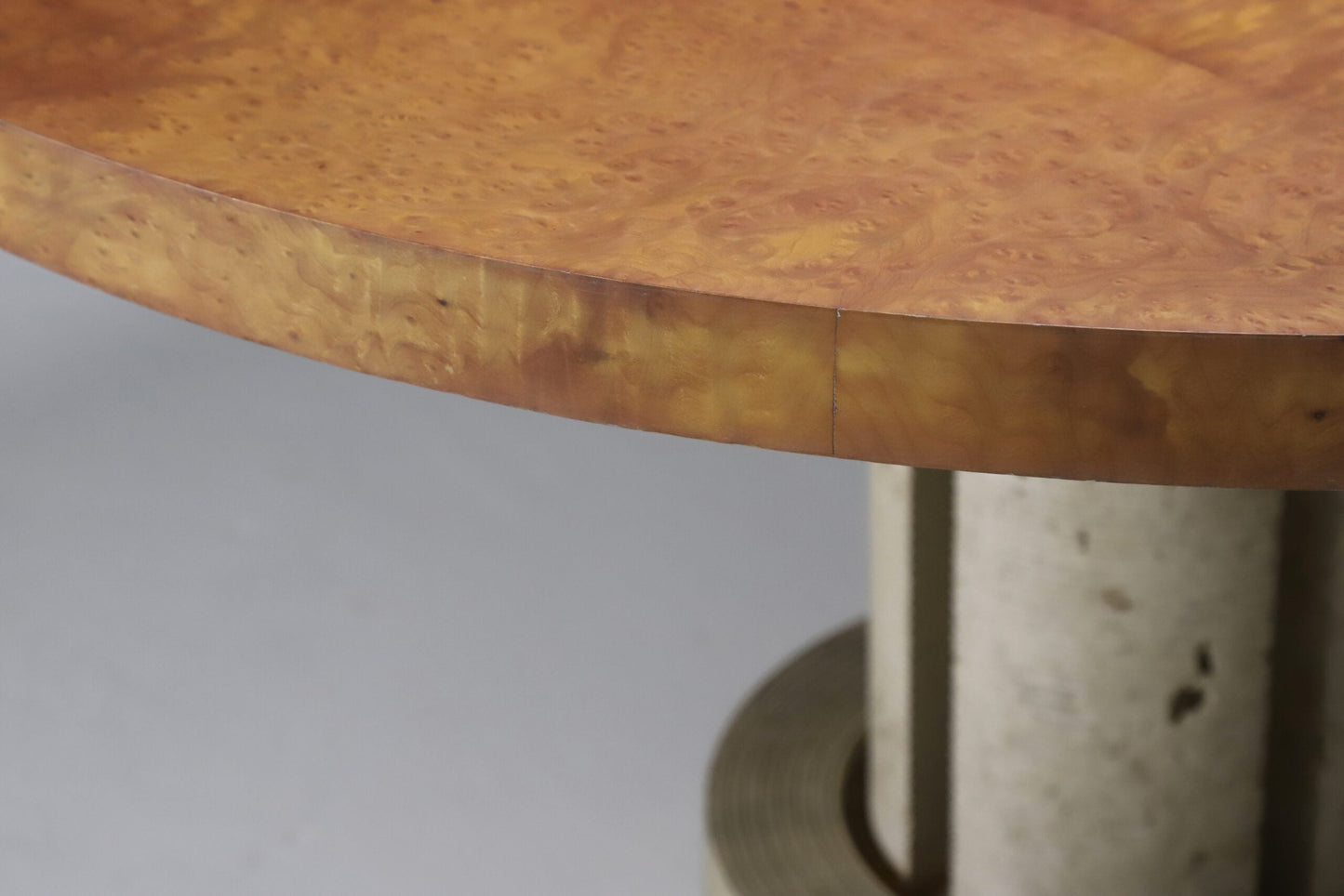 Italian Dining Table In Burlwood & Travertine Dining Tables