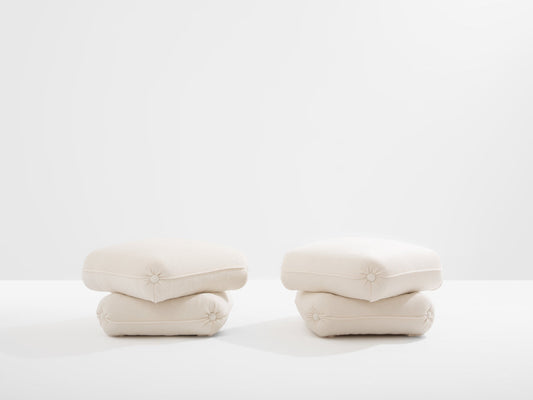 Jacques Charpentier for Maison Jansen Pair of Ottomans in White Alpaca, 1970s Ottomans