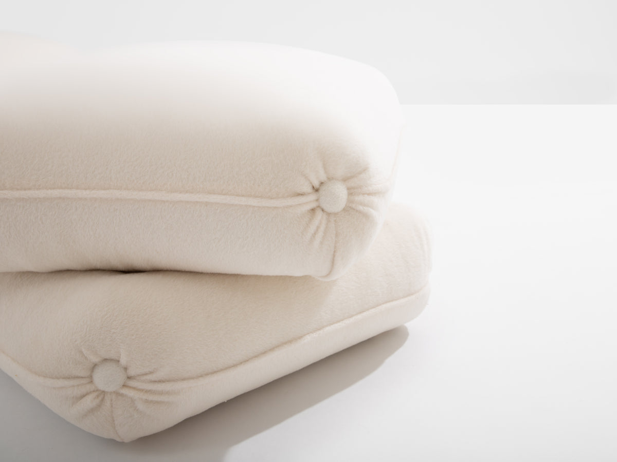 Jacques Charpentier for Maison Jansen Pair of Ottomans in White Alpaca, 1970s Ottomans