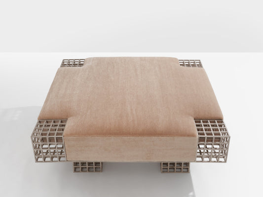 Large Bench Ottoman by Carla Sozzani in Milan Mohair Velvet, 1990s Benches