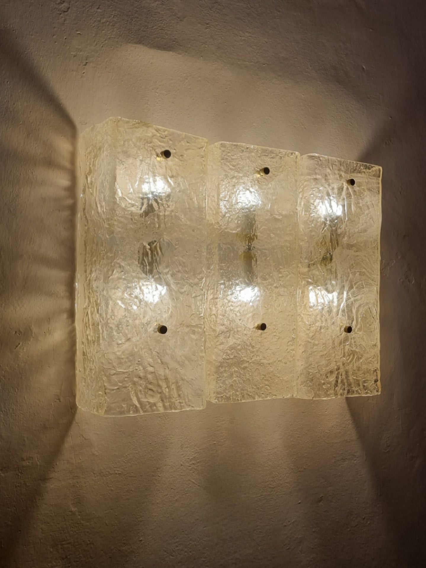 Wall Sconce Composed of 3 Large Murano Glass by Barovier & Toso, Italy 1960s Sconces