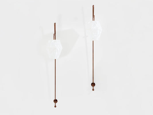 Mattia Bonetti Pair of Tall Patinated Metal Wall Lights Sconces 2009 Sconces