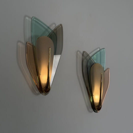 Max Ingrand for Fontana Arte, Rare Pair of Large Sconces, Italy, 1955 Sconces