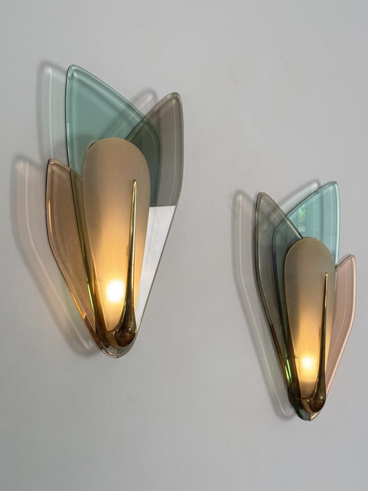 Max Ingrand for Fontana Arte, Rare Pair of Large Sconces, Italy, 1955 Sconces
