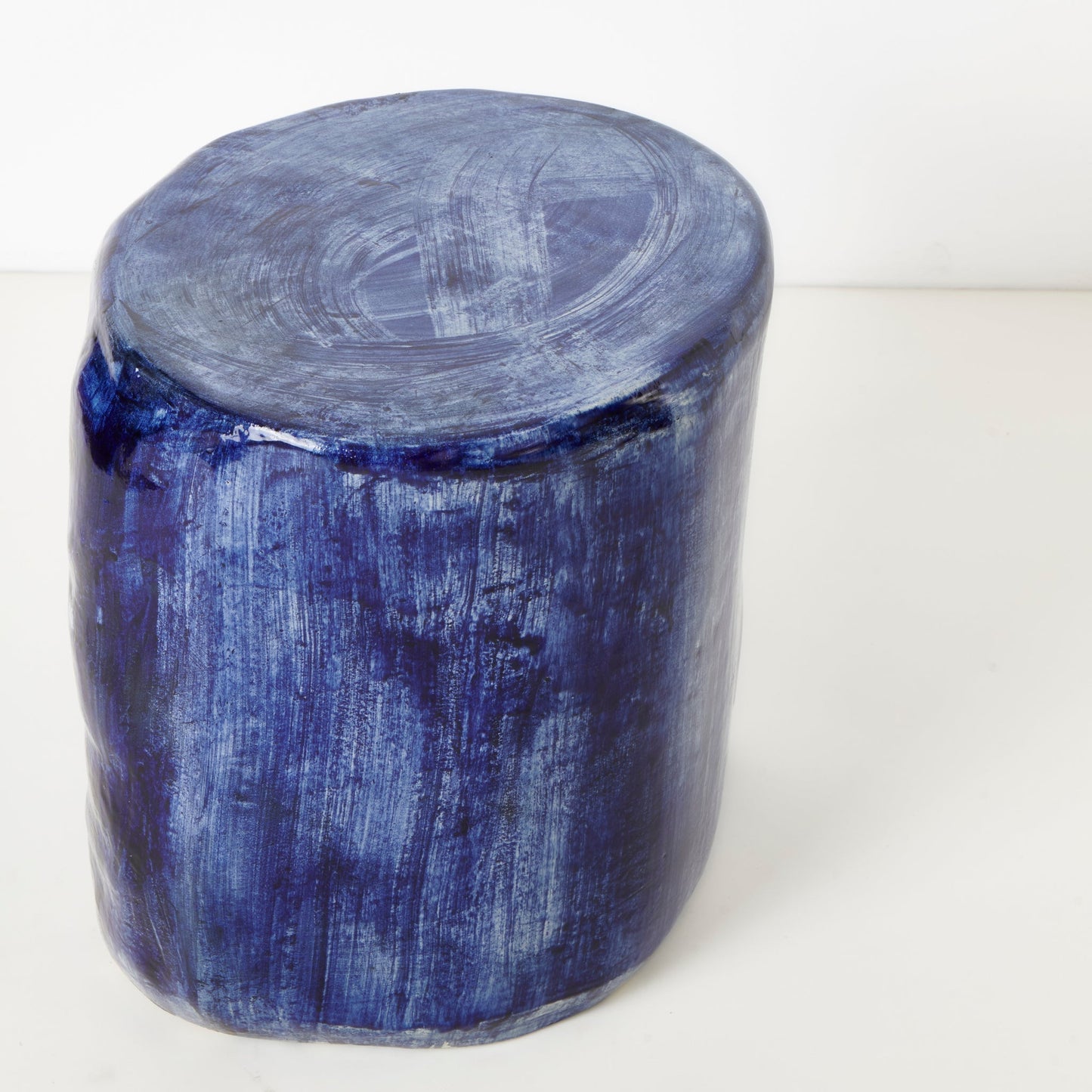 Medium Ceramic Side Table in Brushed Cobalt End Tables