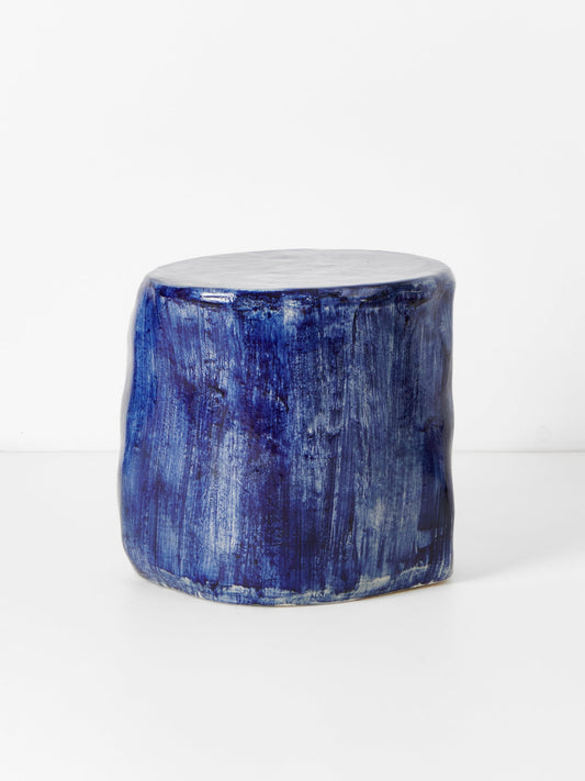 Medium Ceramic Side Table in Brushed Cobalt End Tables