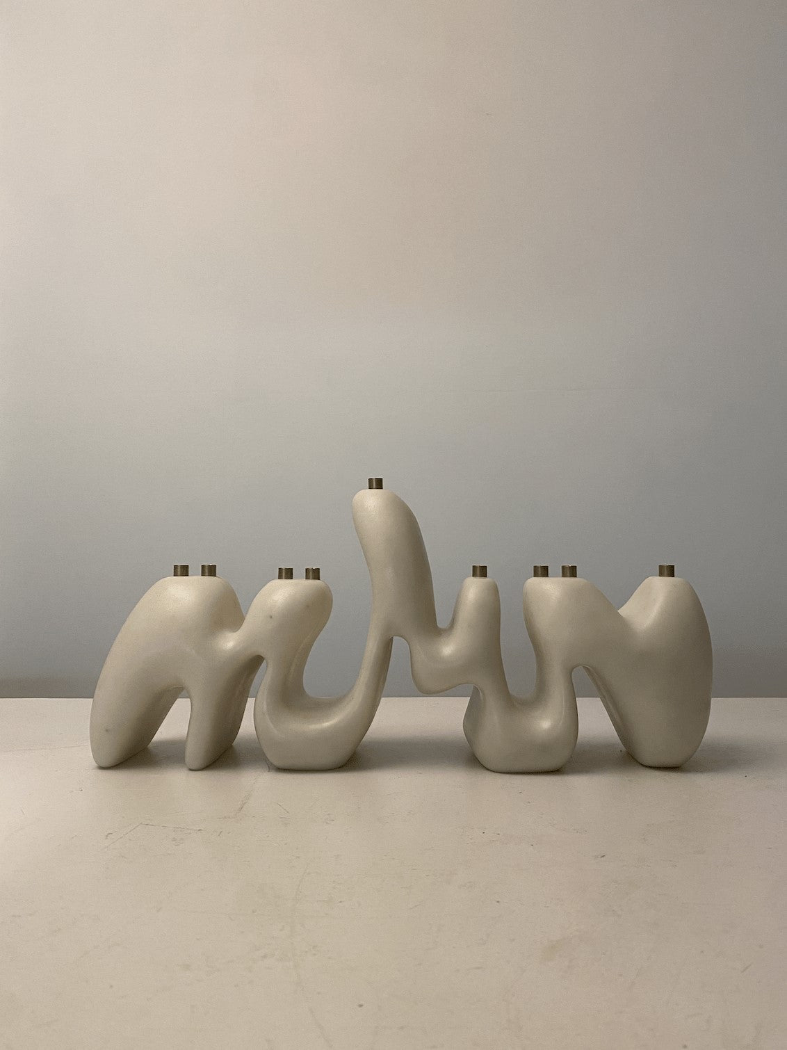 Menorah Sculpture II by Hannah Polskin - Marble Stone Composite Candle Holders