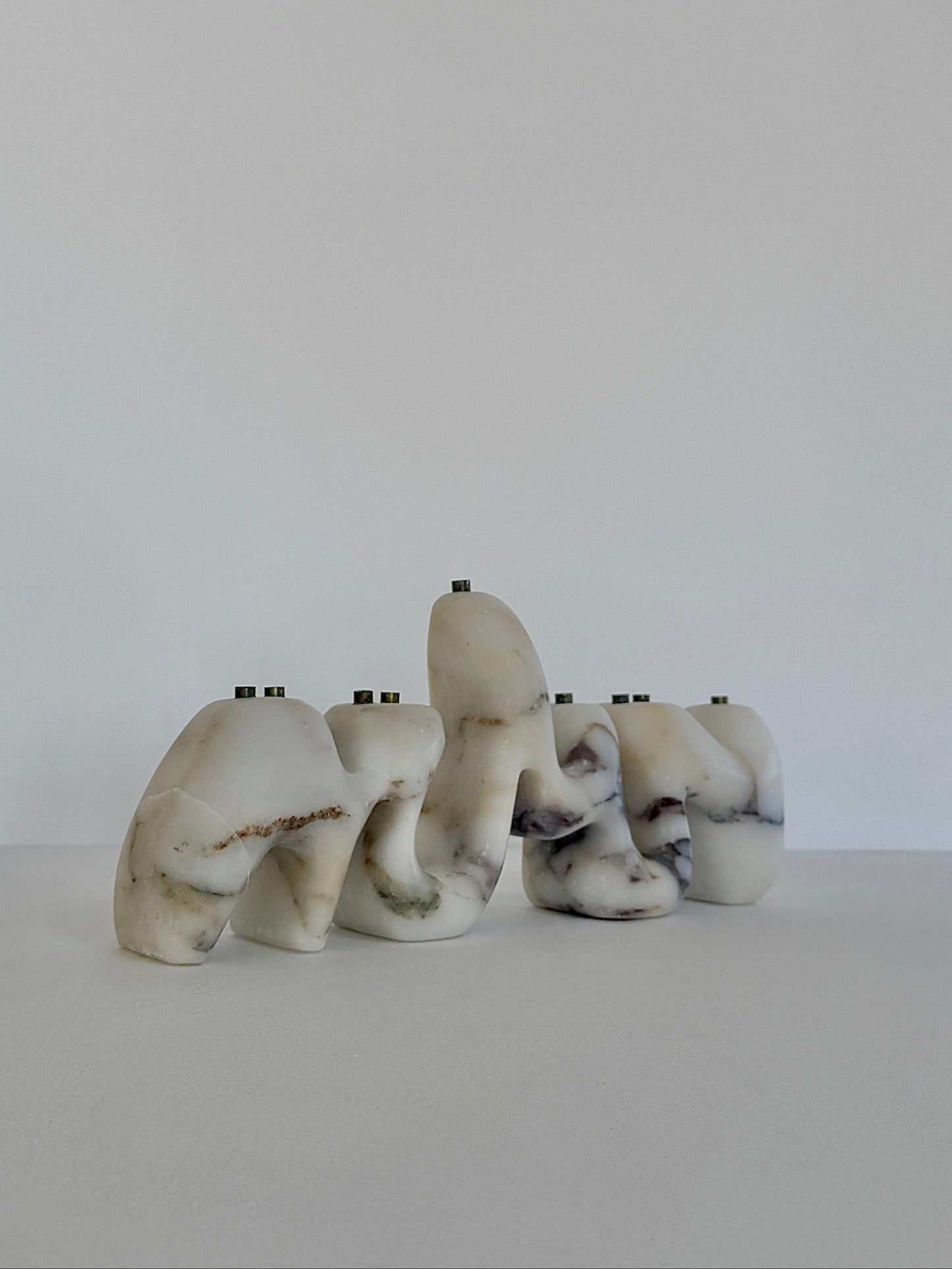 Menorah Sculpture III by Hannah Polskin - Calacutta Viola Marble