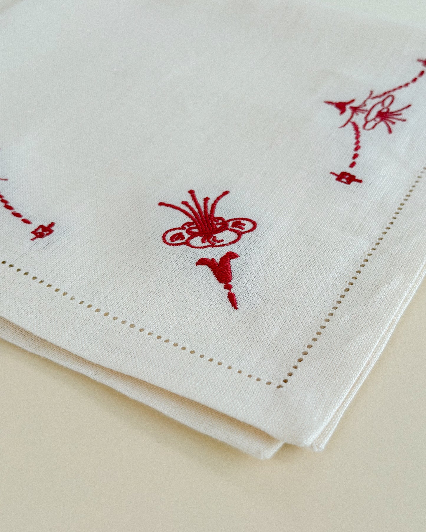 Red Stitch Linen Napkins