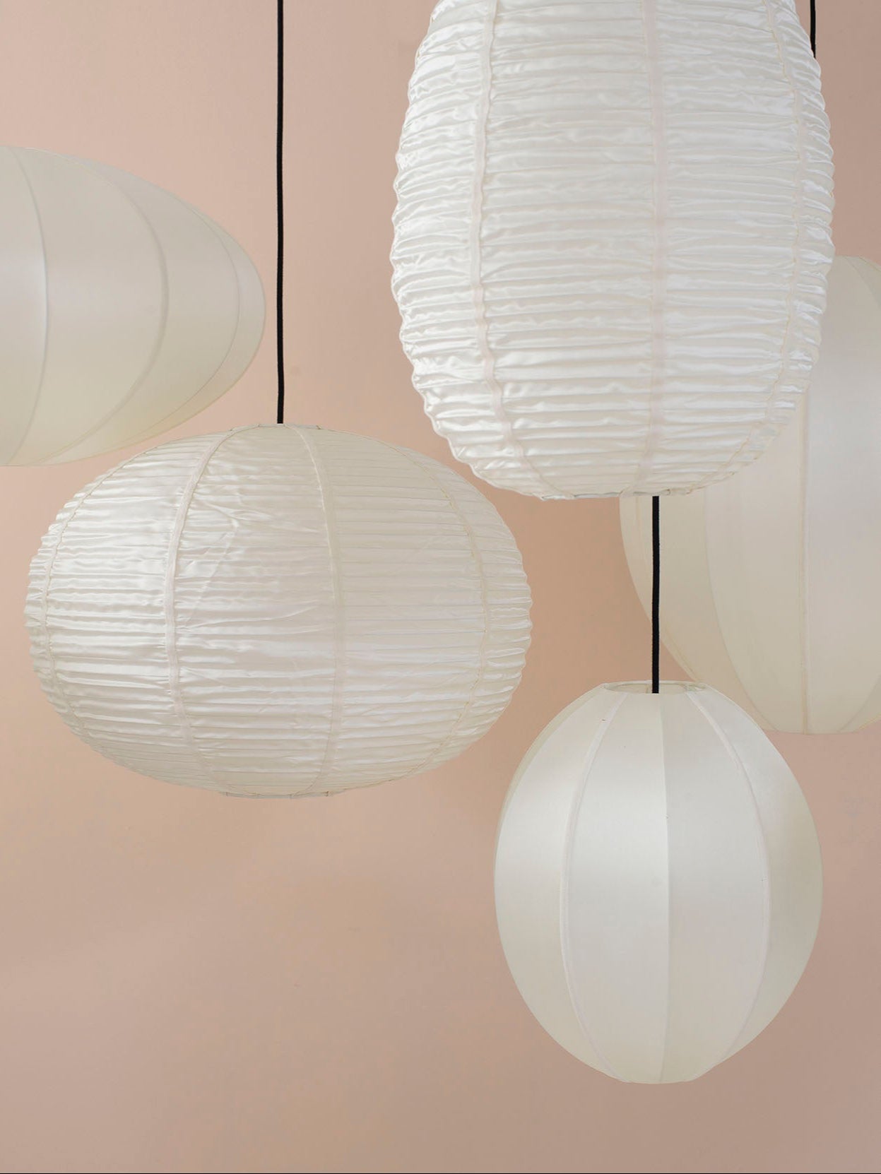 Large Oval Silk Pendant in Off White by Oi Soi Oi
