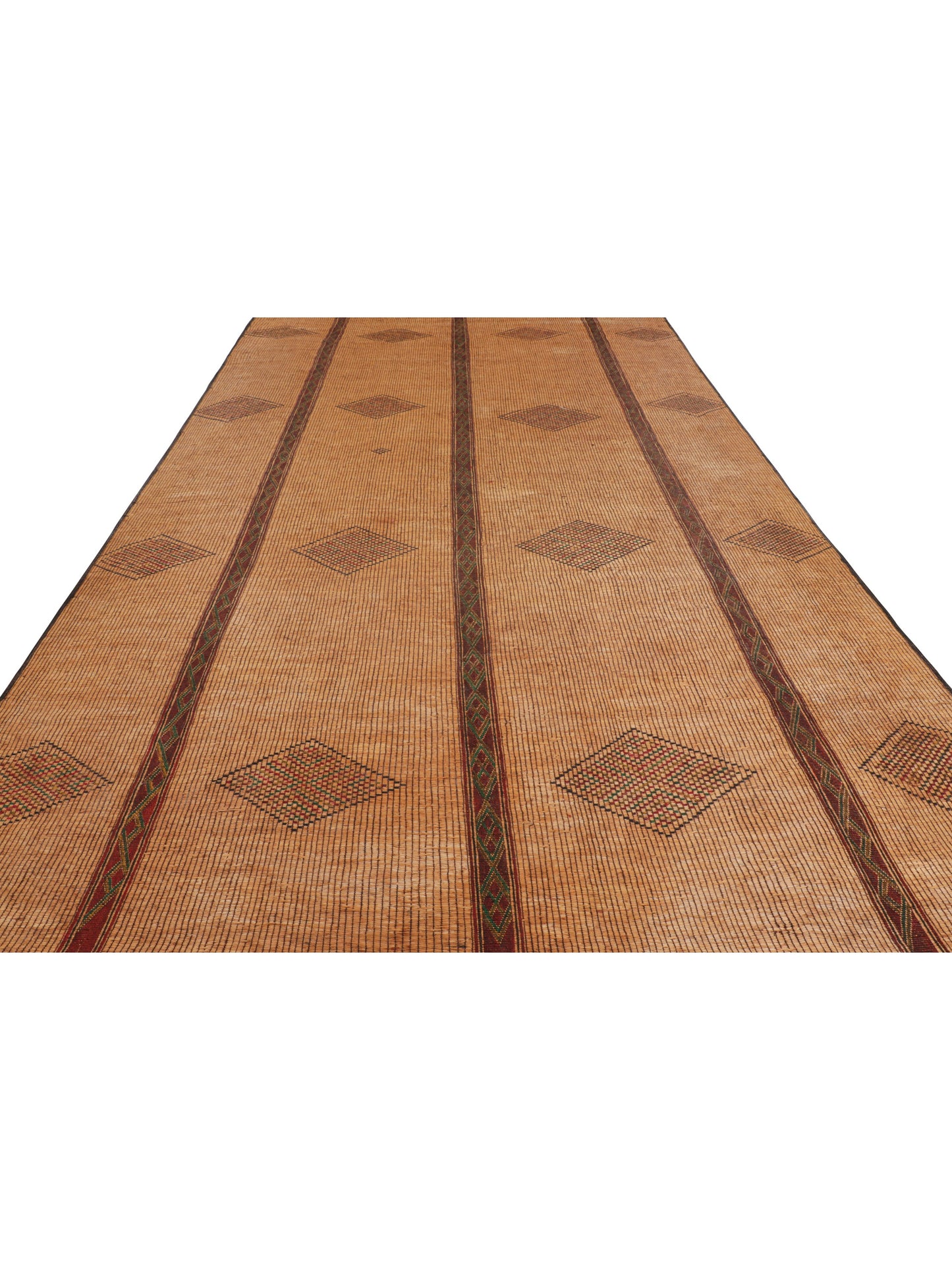 Oversized Vintage Tuareg Mat with Stripes Geometric Patterns from Rug & Kilim Rugs