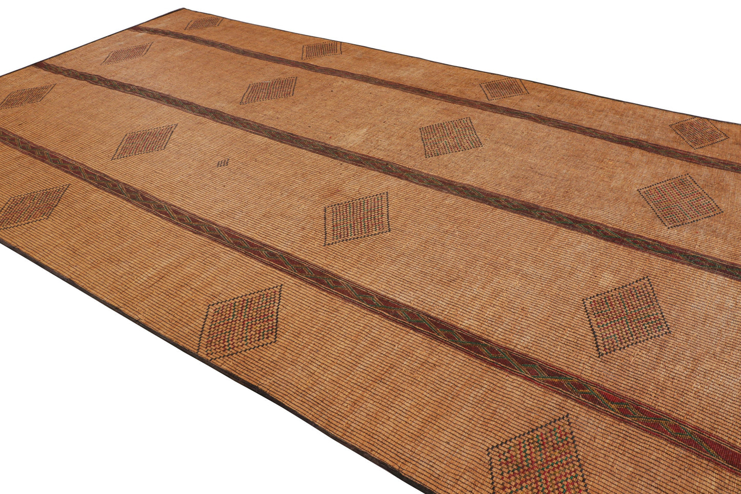 Oversized Vintage Tuareg Mat with Stripes Geometric Patterns from Rug & Kilim Rugs