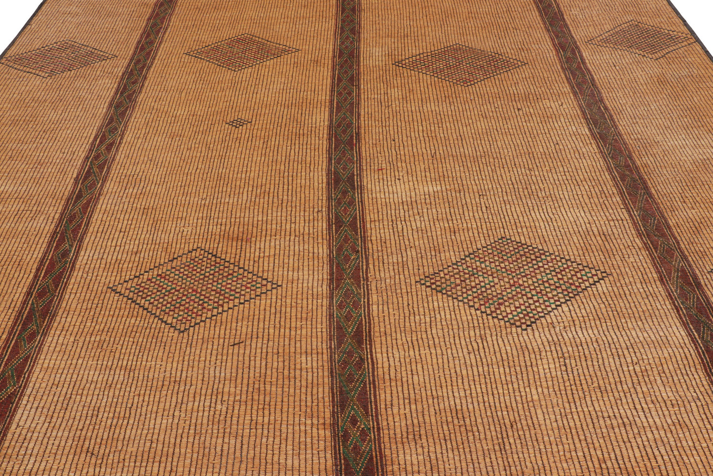 Oversized Vintage Tuareg Mat with Stripes Geometric Patterns from Rug & Kilim Rugs