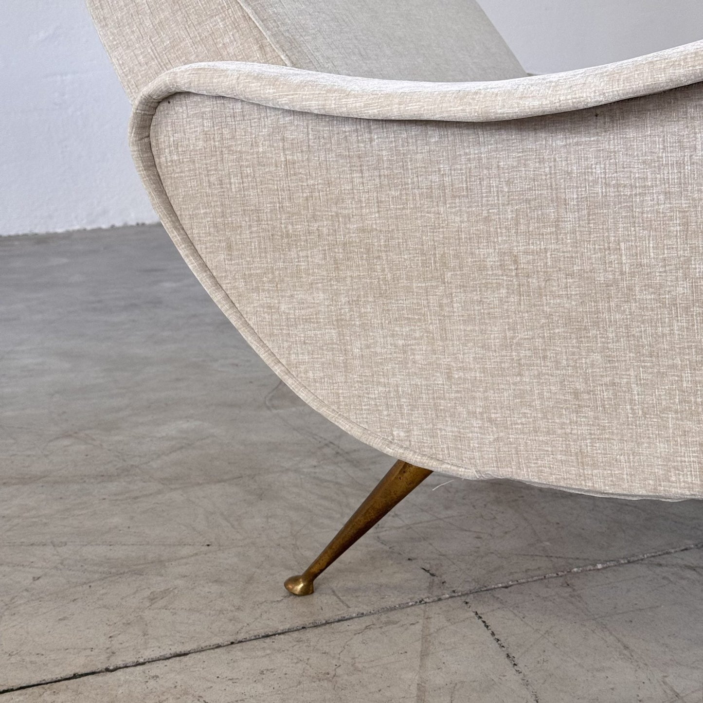 Pair of 1950s Italian Lounge Chairs by Gigi Radice, Rubelli Fabric Chairs