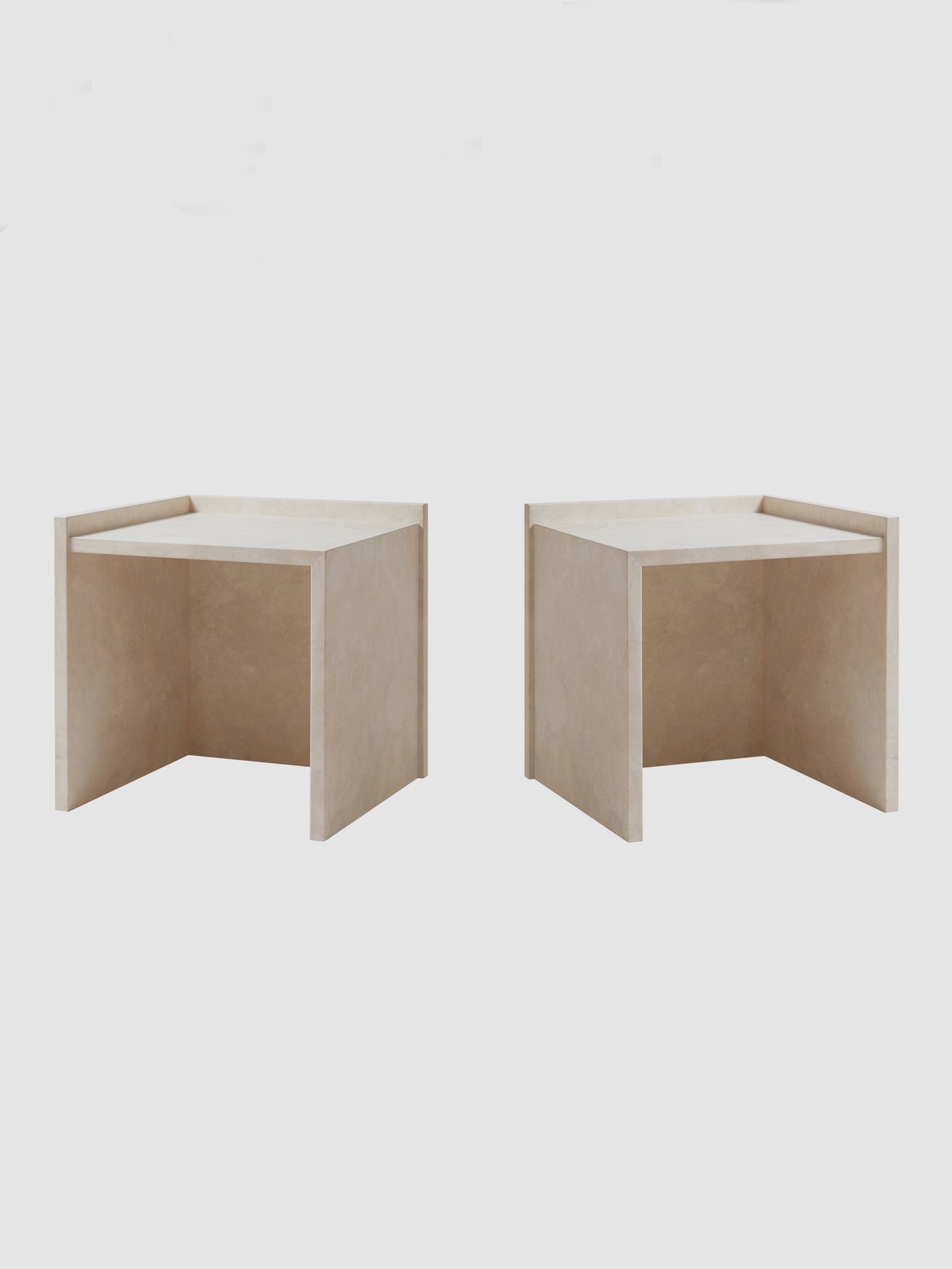 Pair of No.112 Travertine Side Tables End Tables
