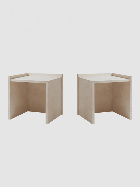 Pair of No.112 Travertine Side Tables End Tables