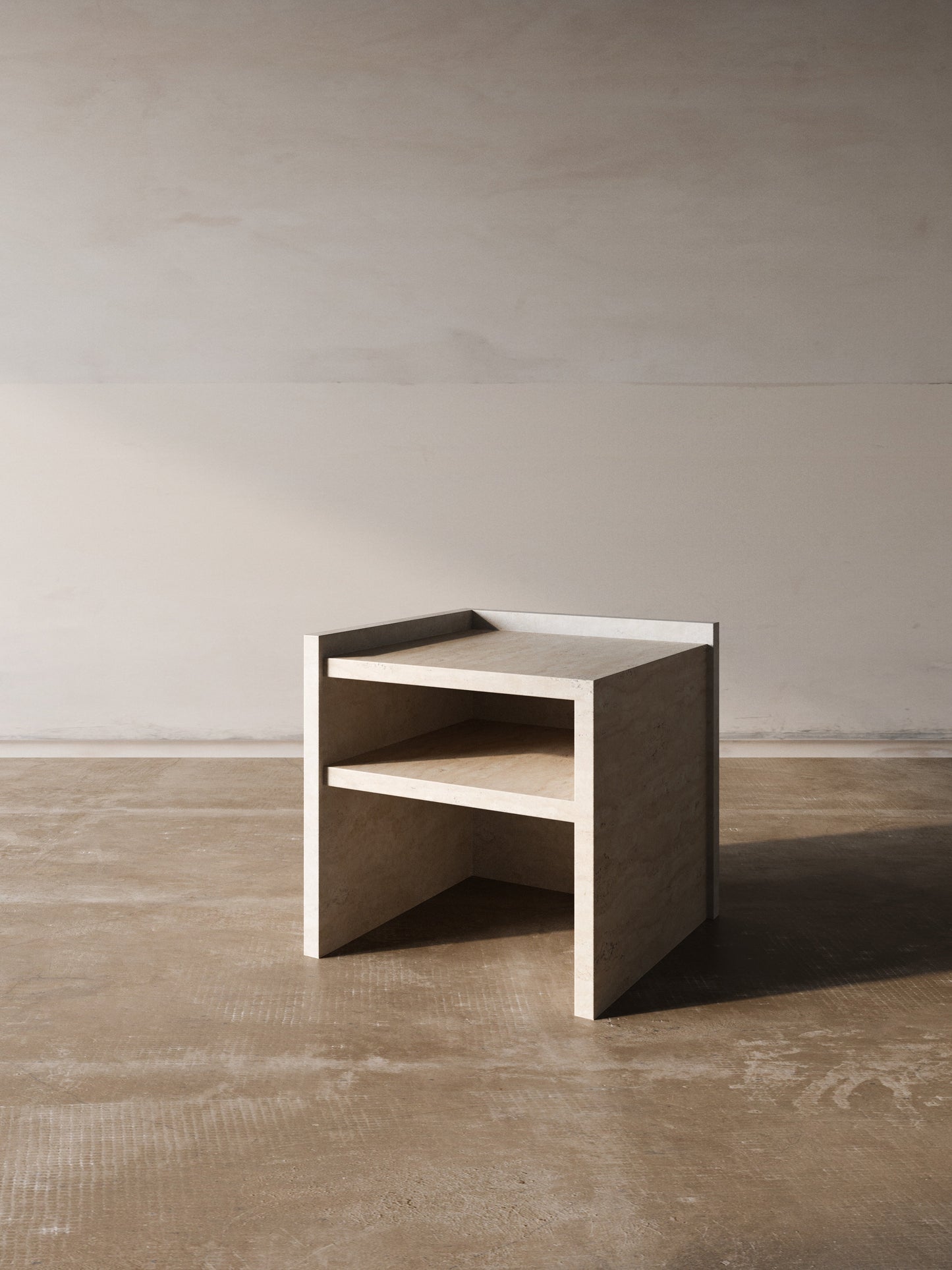 Pair of No.112 Travertine Side Tables End Tables