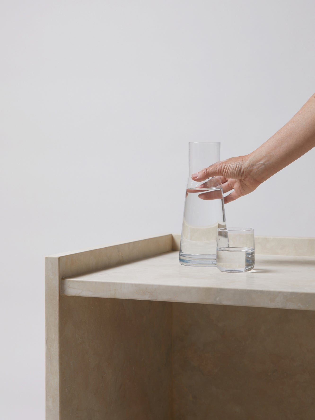 Pair of No.112 Travertine Side Tables End Tables